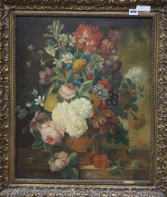 J.A.M. oil on canvas, still life of flowers 61 x 51cm.